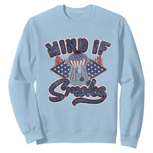 Funny BBQ Grilling Sweatshirt Mind If I Smoke Smoker TS09 Light Blue Print Your Wear