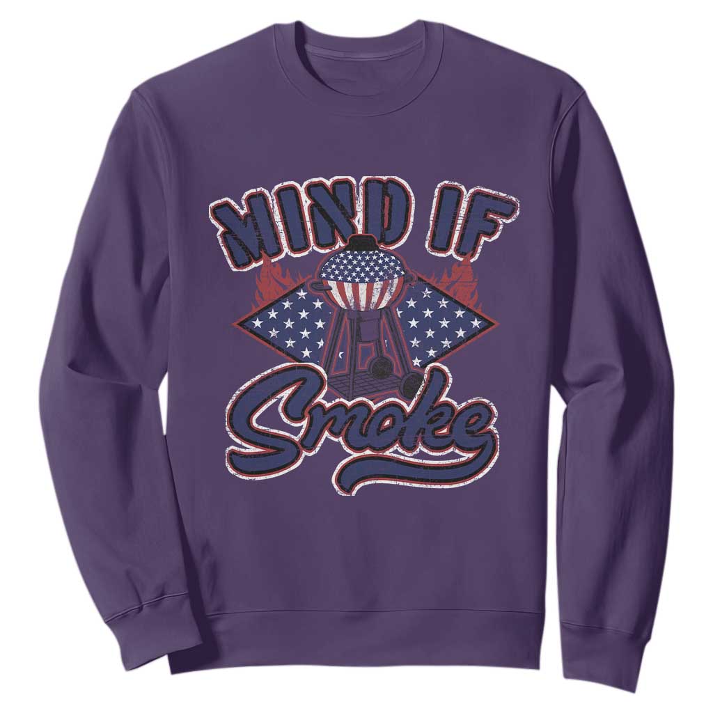 Funny BBQ Grilling Sweatshirt Mind If I Smoke Smoker TS09 Purple Print Your Wear