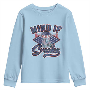 Funny BBQ Grilling Youth Sweatshirt Mind If I Smoke Smoker TS09 Light Blue Print Your Wear