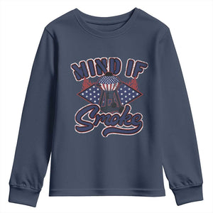 Funny BBQ Grilling Youth Sweatshirt Mind If I Smoke Smoker TS09 Navy Print Your Wear