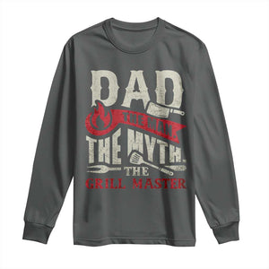 Funny BBQ Grilling Pitmaster Long Sleeve Shirt Dad The Man The Myth The Grill Master TS09 Dark Heather Print Your Wear