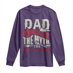 Funny BBQ Grilling Pitmaster Long Sleeve Shirt Dad The Man The Myth The Grill Master TS09 Purple Print Your Wear