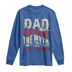 Funny BBQ Grilling Pitmaster Long Sleeve Shirt Dad The Man The Myth The Grill Master TS09 Royal Blue Print Your Wear