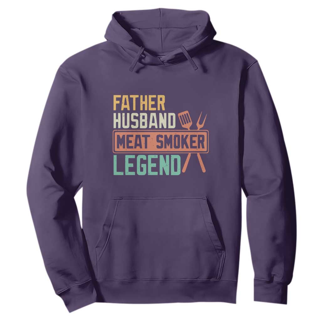 Funny BBQ Grilling Pitmaster Hoodie Father Husband Meat Smoker Legend Retro TS09 Purple Print Your Wear