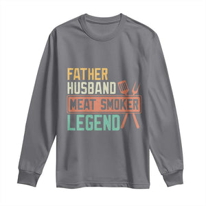 Funny BBQ Grilling Pitmaster Long Sleeve Shirt Father Husband Meat Smoker Legend Retro TS09 Charcoal Print Your Wear