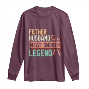 Funny BBQ Grilling Pitmaster Long Sleeve Shirt Father Husband Meat Smoker Legend Retro TS09 Maroon Print Your Wear