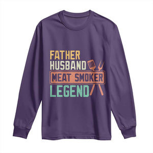 Funny BBQ Grilling Pitmaster Long Sleeve Shirt Father Husband Meat Smoker Legend Retro TS09 Purple Print Your Wear