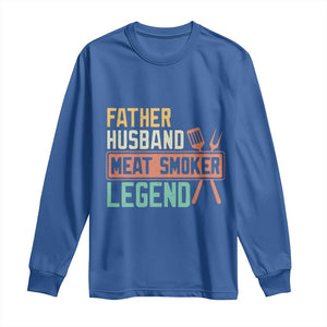 Funny BBQ Grilling Pitmaster Long Sleeve Shirt Father Husband Meat Smoker Legend Retro TS09 Royal Blue Print Your Wear