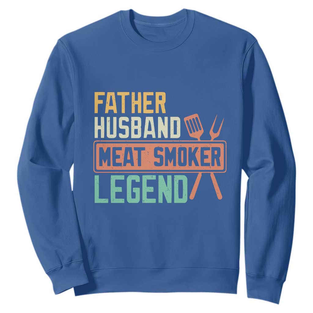 Funny BBQ Grilling Pitmaster Sweatshirt Father Husband Meat Smoker Legend Retro TS09 Royal Blue Print Your Wear
