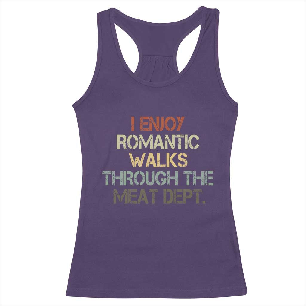 Funny BBQ Grilling Racerback Tank Top I Enjoy Romantic Walks Through The Meat Dept TS09 Purple Print Your Wear