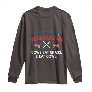 Funny BBQ Lover Long Sleeve Shirt Cow Eat Grass I Eat Cow Anti Vegan Jokes TS09 Dark Chocolate Print Your Wear