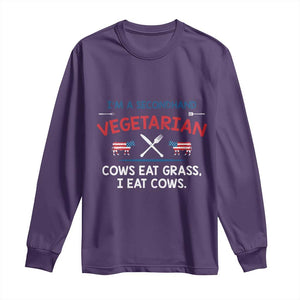 Funny BBQ Lover Long Sleeve Shirt Cow Eat Grass I Eat Cow Anti Vegan Jokes TS09 Purple Print Your Wear