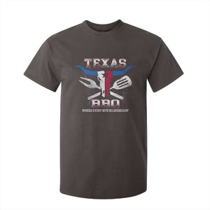 Texas BBQ Lover T Shirt For Kid Where Every Bite Is Legendary Texan Flag TS09 Dark Chocolate Print Your Wear