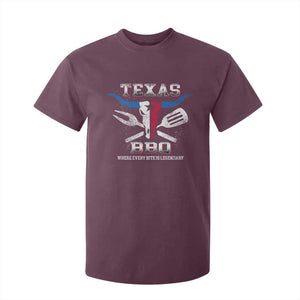 Texas BBQ Lover T Shirt For Kid Where Every Bite Is Legendary Texan Flag TS09 Maroon Print Your Wear