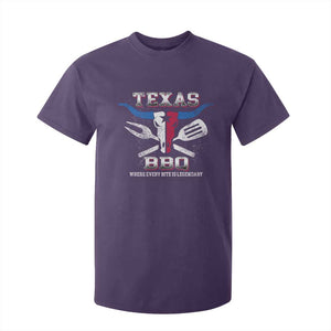 Texas BBQ Lover T Shirt For Kid Where Every Bite Is Legendary Texan Flag TS09 Purple Print Your Wear