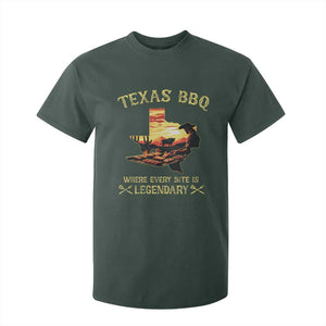 Texas BBQ Lover T Shirt For Kid Where Every Bite Is Legendary Cowboy Grilling Pitmaster TS09 Dark Forest Green Print Your Wear