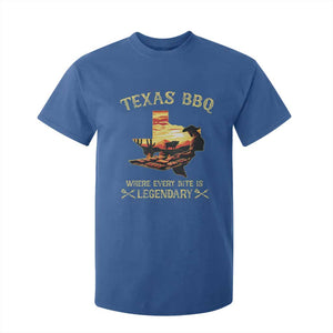 Texas BBQ Lover T Shirt For Kid Where Every Bite Is Legendary Cowboy Grilling Pitmaster TS09 Royal Blue Print Your Wear