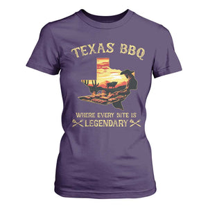 Texas BBQ Lover T Shirt For Women Where Every Bite Is Legendary Cowboy Grilling Pitmaster TS09 Purple Print Your Wear