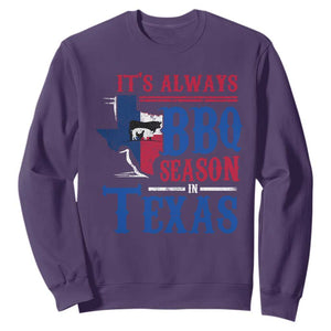 Texas BBQ Lover Sweatshirt It's Always BBQ Season In Texas TS09 Purple Print Your Wear