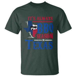 Texas BBQ Lover T Shirt It's Always BBQ Season In Texas TS09 Dark Forest Green Print Your Wear