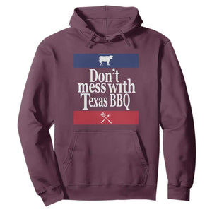 Don't Mess With Texas BBQ Hoodie TS09 Maroon Print Your Wear