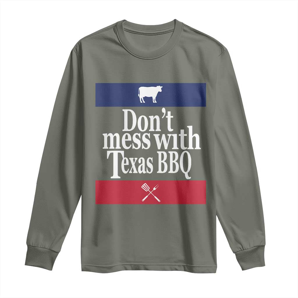 Don't Mess With Texas BBQ Long Sleeve Shirt TS09 Military Green Print Your Wear
