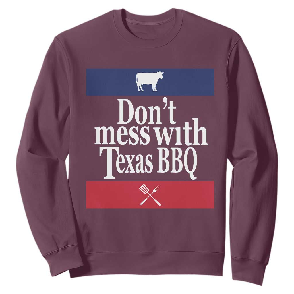 Don't Mess With Texas BBQ Sweatshirt TS09 Maroon Print Your Wear