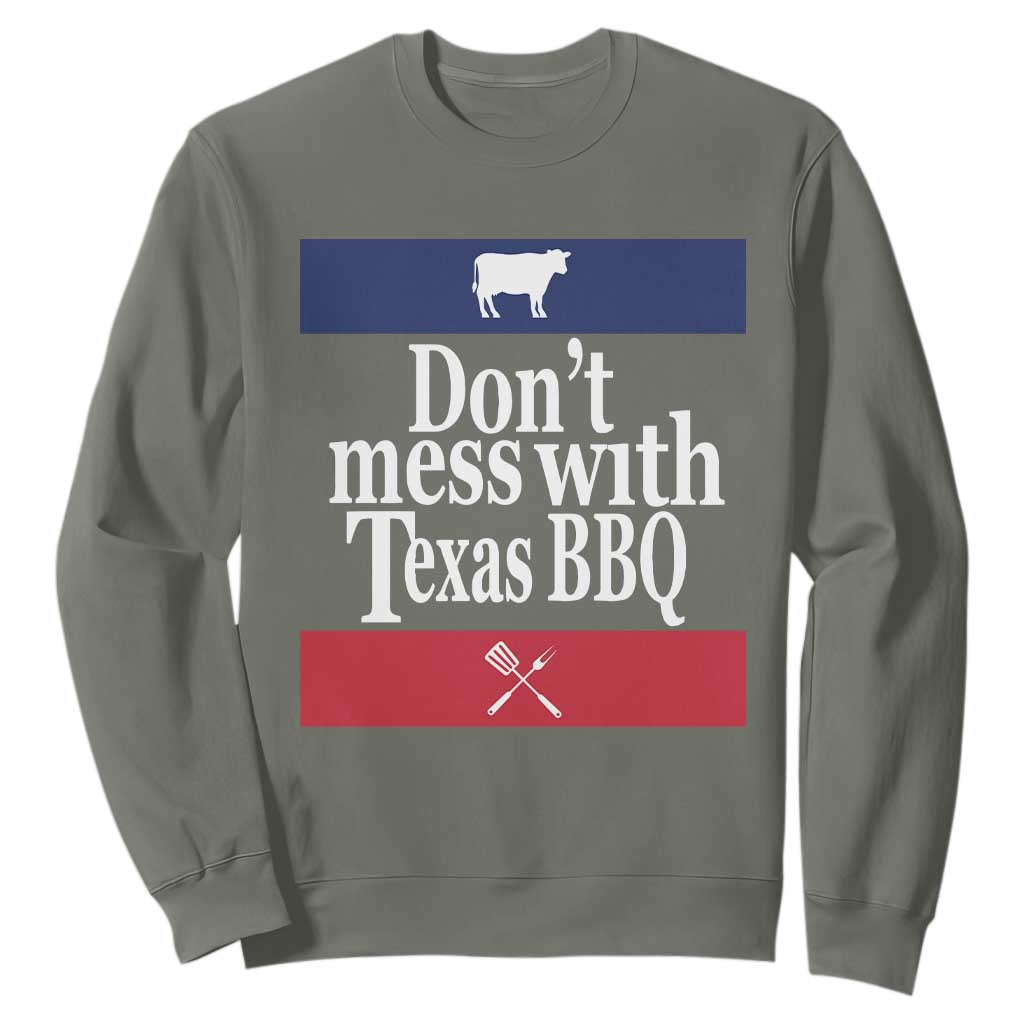 Don't Mess With Texas BBQ Sweatshirt TS09 Military Green Print Your Wear