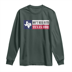 Don't Mess With Texas BBQ Long Sleeve Shirt Texan Flag Grilling Pitmaster TS09 Dark Forest Green Print Your Wear