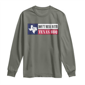 Don't Mess With Texas BBQ Long Sleeve Shirt Texan Flag Grilling Pitmaster TS09 Military Green Print Your Wear