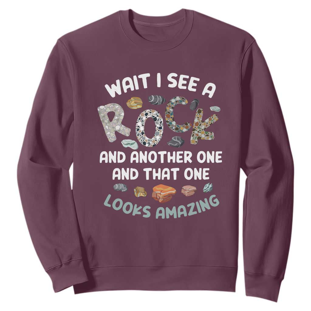 Rock Collector Sweatshirt Wait I See A Rock Geologist TS09 Maroon Print Your Wear