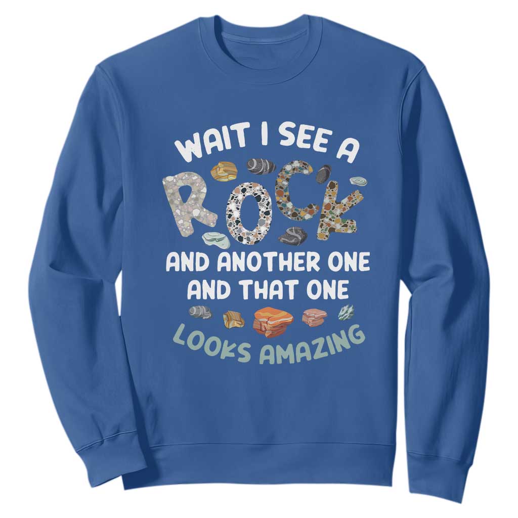 Rock Collector Sweatshirt Wait I See A Rock Geologist TS09 Royal Blue Print Your Wear