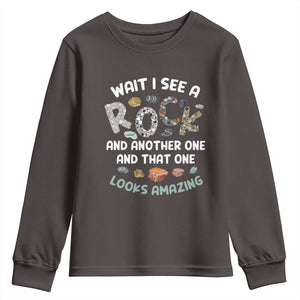 Rock Collector Youth Sweatshirt Wait I See A Rock Geologist TS09 Dark Chocolate Print Your Wear