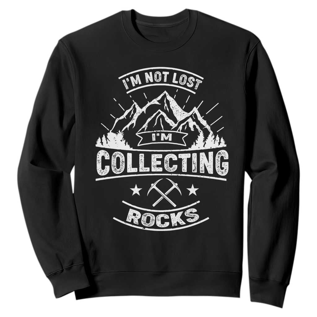 Rock Collector Sweatshirt I'm Not Lost I'm Collecting Rocks Geologist TS09 Black Print Your Wear