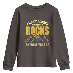 Geologist Youth Sweatshirt I Don't Always Stop And Look At Rocks TS09 Dark Chocolate Print Your Wear