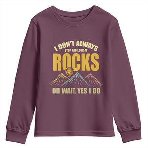 Geologist Youth Sweatshirt I Don't Always Stop And Look At Rocks TS09 Maroon Print Your Wear