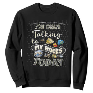 Geologist Sweatshirt I'm Only Taling To My Rocks Today TS09 Black Print Your Wear