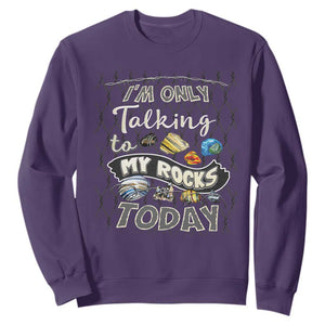 Geologist Sweatshirt I'm Only Taling To My Rocks Today TS09 Purple Print Your Wear