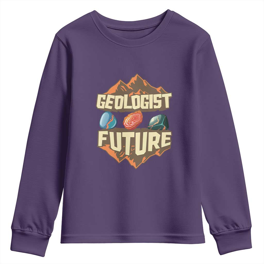 Future Geologist Youth Sweatshirt Geology Student Earth Science TS09 Purple Print Your Wear