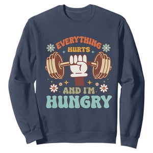 Gymer Sweatshirt Everything Hurts And I'm Hungry TS09 Navy Print Your Wear