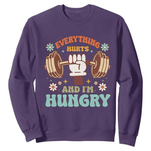 Gymer Sweatshirt Everything Hurts And I'm Hungry TS09 Purple Print Your Wear