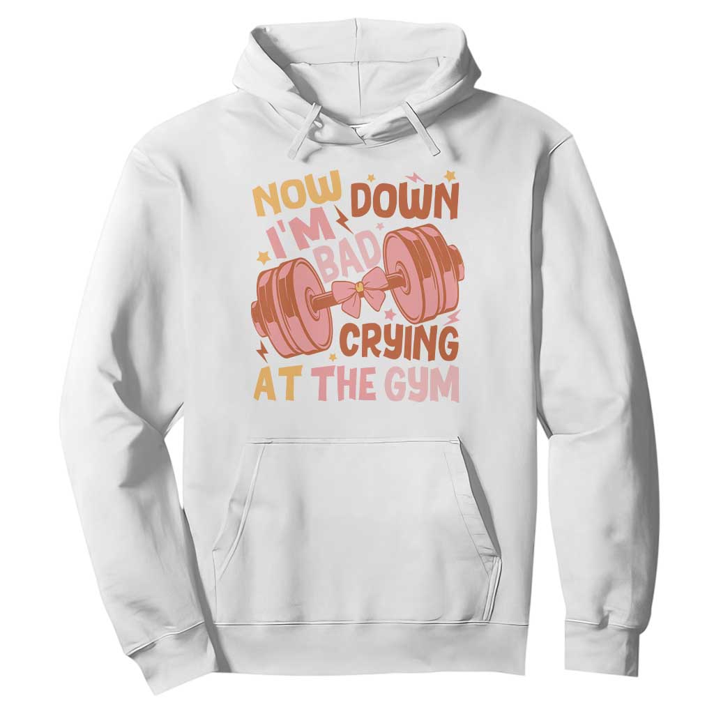 Gymer Hoodie Down Bad Crying At The Gym Groovy Bow Coquette TS09 White Print Your Wear