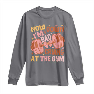 Gymer Long Sleeve Shirt Down Bad Crying At The Gym Groovy Bow Coquette TS09 Charcoal Print Your Wear