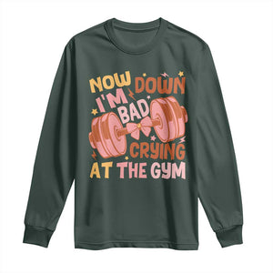 Gymer Long Sleeve Shirt Down Bad Crying At The Gym Groovy Bow Coquette TS09 Dark Forest Green Print Your Wear