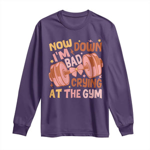 Gymer Long Sleeve Shirt Down Bad Crying At The Gym Groovy Bow Coquette TS09 Purple Print Your Wear