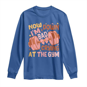 Gymer Long Sleeve Shirt Down Bad Crying At The Gym Groovy Bow Coquette TS09 Royal Blue Print Your Wear