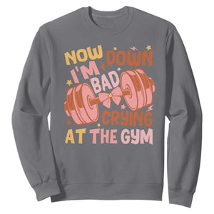 Gymer Sweatshirt Down Bad Crying At The Gym Groovy Bow Coquette TS09 Charcoal Print Your Wear