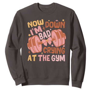 Gymer Sweatshirt Down Bad Crying At The Gym Groovy Bow Coquette TS09 Dark Chocolate Print Your Wear