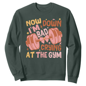 Gymer Sweatshirt Down Bad Crying At The Gym Groovy Bow Coquette TS09 Dark Forest Green Print Your Wear