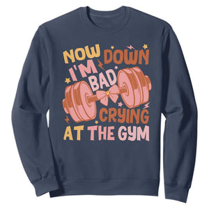 Gymer Sweatshirt Down Bad Crying At The Gym Groovy Bow Coquette TS09 Navy Print Your Wear